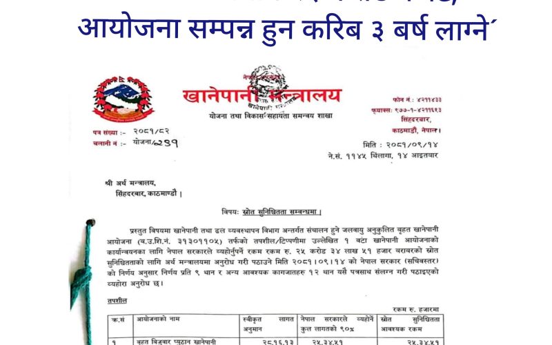 पाँच बर्षपछि गाबैखोलाको पानी बिजुवार ल्याउने योजनाको बजेट सुनिश्चित भएपछि नगरबासी खुसी